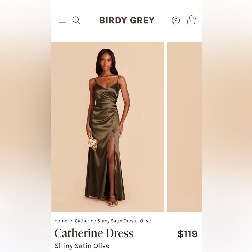 Birdy Grey Catherine satin olive dress medium